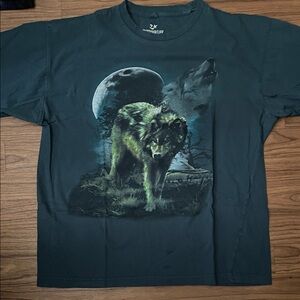 Outdoor Life Dark Green Wolf Moon T-Shirt Size Large